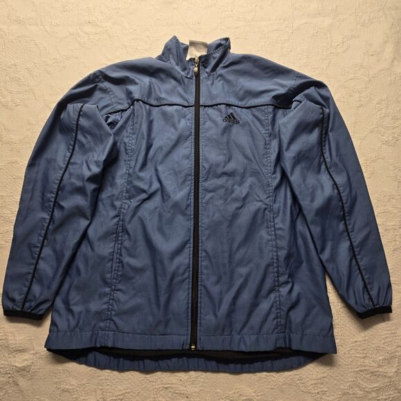 Adidas Classic Blue Windbreaker Jacket Men Medium 90s Vintage Exercise Workout - Picture 2 of 7